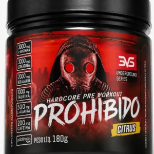 PRÉ TREINO PROHIBIDO 180g Sabor Citrus - Fórmula Avançada contendo Creatina, Beta Alanina, Taurina, L-tirosina, L-alanina, Cafeína, Arginina e Palatinose - Extra Forte