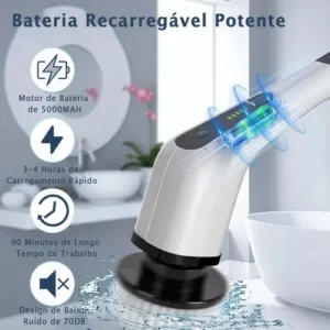 Escova de limpeza elétrica 12 em 1 giratória recarregável cabo regulável EPS-4112 - Branco